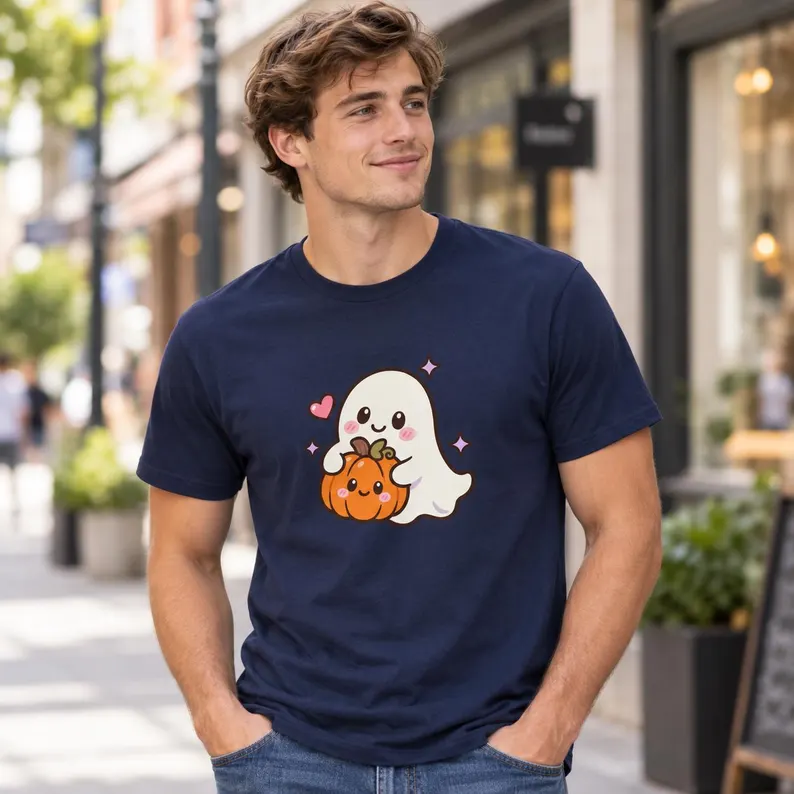 Ghost Halloween Shirt – Cute Kawaii Ghost & Pumpkin Tee