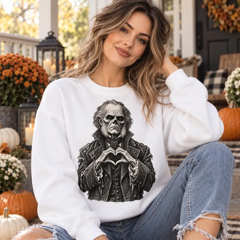 Gothic Skeleton Sweatshirt – Victorian Skull Heart Hands Dark Romantic Crewneck