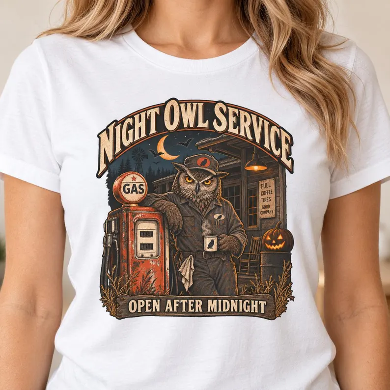 Night Owl Service Shirt – Vintage Owl Gas Station Tee