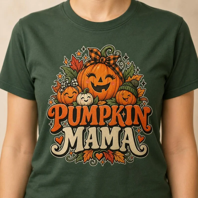 Pumpkin Mama Mom Graphic Tee – Vintage Halloween Pumpkin Shirt