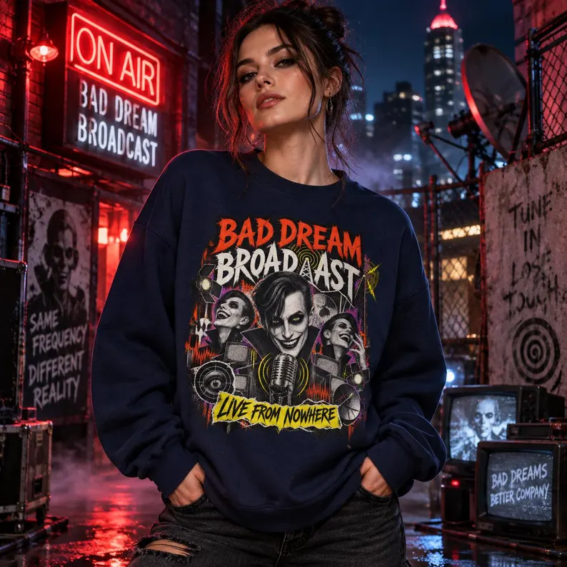 Bad Dream Broadcast Horror Sweatshirt – Vintage Halloween Crewneck