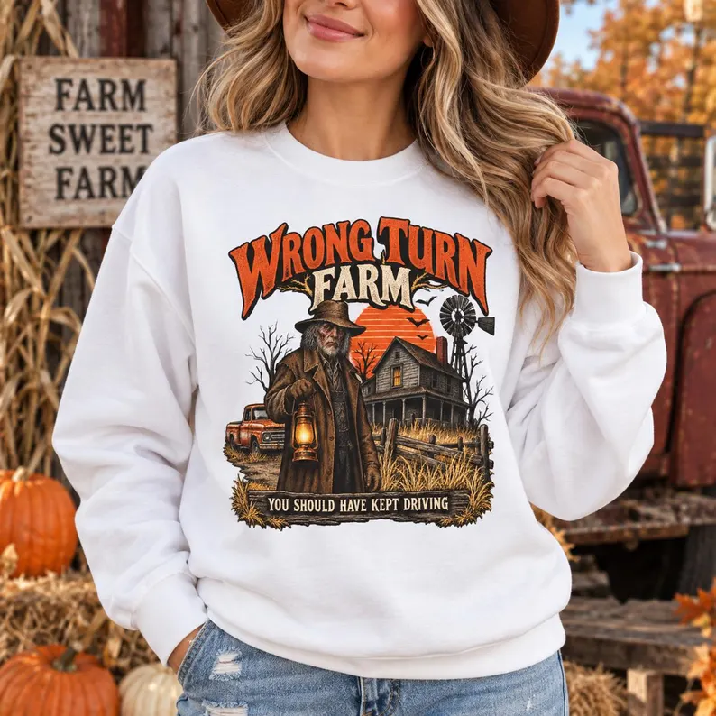 Wrong Turn Farm Horror Sweatshirt – Vintage Halloween Crewneck