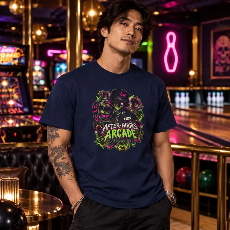 After-Hours Arcade Shirt – Retro Gaming Neon Graphic Tee