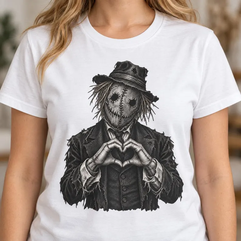 Scarecrow Heart Hands T-Shirt – Gothic Vintage Halloween Graphic Tee