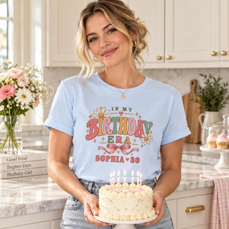 30th Birthday Shirt – Personalized Birthday Era Floral Tee