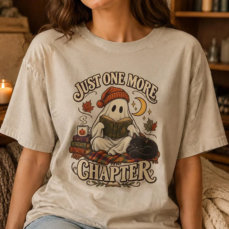 Book Lover Shirt – Ghost Reading Just One More Chapter Tee