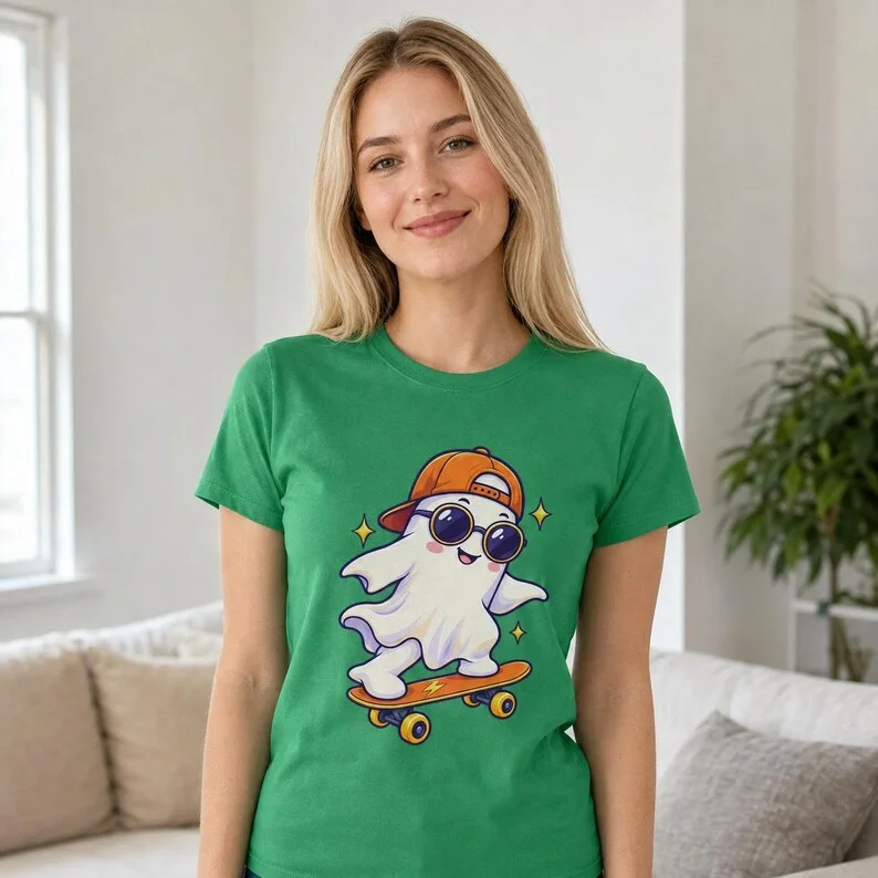 Skateboarding Ghost Kids T-Shirt – Cute Skater Tee