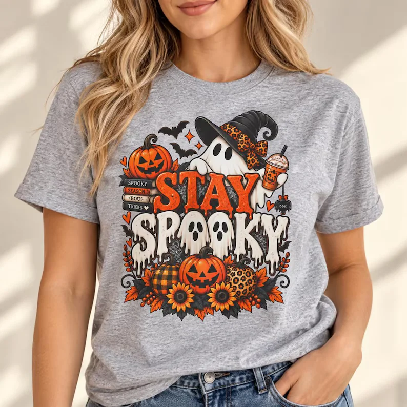 Stay Spooky Shirt – Halloween Pumpkin Ghost Graphic Tee