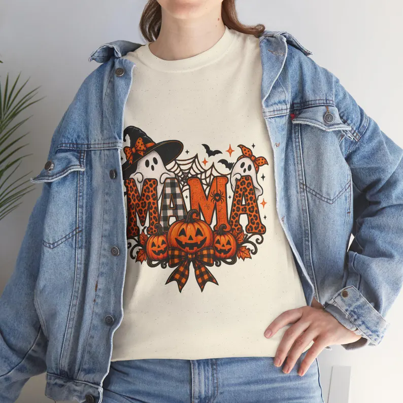Halloween Mama Shirt – Spooky Ghost Pumpkin Tee for Moms