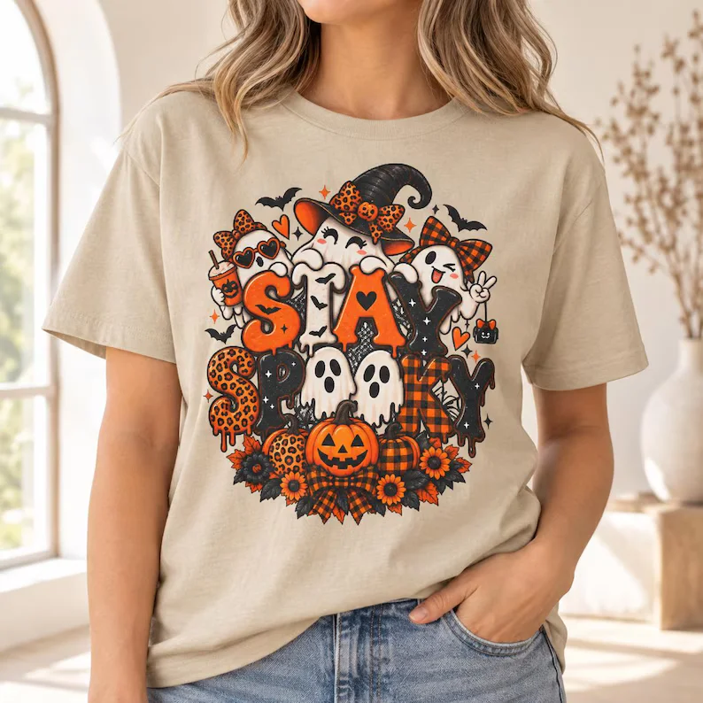 Spooky Ghosts and Pumpkins Shirt – Cute Halloween Graphic Tee
