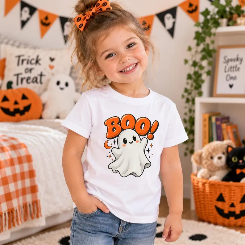 Toddler Halloween BOO Shirt – Cute Ghost Moon and Stars Kids T-Shirt 2T–6T