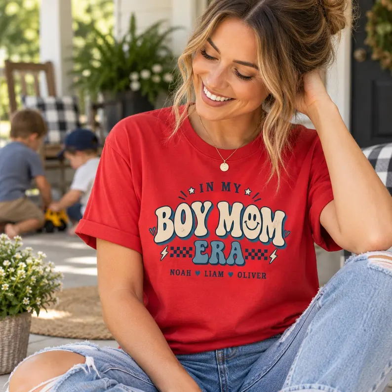 Boy Mom Era Shirt – Personalized Kids Names Mom Tee
